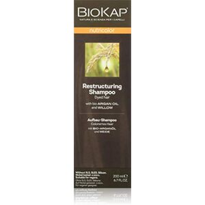 BIOKAP Shampoing pour cheveux colorés 200 ml   Avec huile d'argan bio – Écorce de saule – Huiles essentielles d'eucalyptus – Extrait de romarin – Végétalien – Sans silicone – Sans parabène – Sans - Publicité