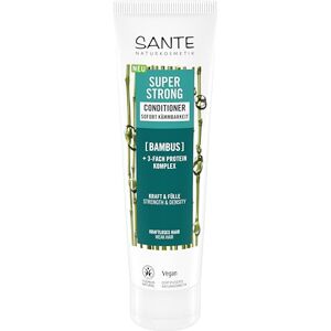Sante Naturkosmetik Super Strong Après-shampoing en bambou bio + complexe triple protéines, après-shampoing végétalien sans silicone, nourrit et renforce les cheveux fragiles, pour une sensation plus - Publicité