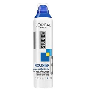 STUDIO LINE Spray Fix Shine : Laque Fixation Ultra Forte pour une brillance éclatante 300mL. Lot De 3 Vendu Par Lot - Publicité