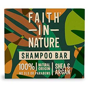 Faith In Nature Barre de shampooing naturelle au karité et à l'argan, nourrissante, végétalienne et sans cruauté envers les animaux, sans SLS ni parabènes, pour cheveux secs à très secs, 85 g - Publicité