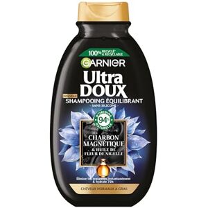 Garnier Ultra Doux Shampooing Hydratant & Équilibrant au Charbon Magnétique & Fleur de Nigelle Pour Cheveux Normaux à Gras 250 ml - Publicité