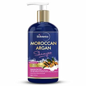 StBotanica Shampoing pour cheveux à l'argan marocain 300 ml Sans SLS/paraben Avec huile d'argan, protéines de soie, huile d'amande, romarin, huile de jojoba, thé vert et B5 - Publicité
