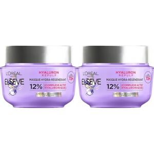 L’Oréal Paris L'Oréal Paris Masque Hydra-Régénérant pour Cheveux Déshydratés et Fatigués Hydratation 72H À l'Acide Hyaluronique Elseve Hyaluron Repulp 310 ml (Lot de 2) - Publicité