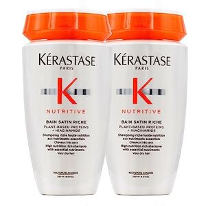 KERASTASE Nutritive-Bain Satin Riche-Shampoing pour cheveux secs/sensibilisés, 250 ml (lot de 2) - Publicité