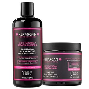 KERARGAN Duo Ultra Réparateur Shampoing & Masque à la Kératine pour Cheveux Abîmés et Stressés Nourrit, Lisse & Protège Sans Sulfate, OGM, Silicone 2x500 ml - Publicité