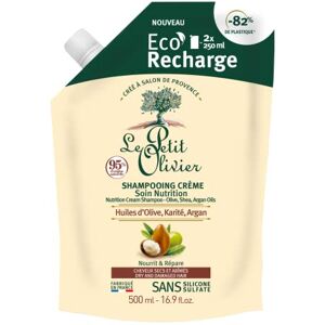 Le Petit Olivier Eco-Recharge Shampooing Crème Soin Nutrition Huiles D'Olive, Karité & Argan Nourrit & Répare Cheveux Secs & Abîmés Sans Silicone, Sans Sulfate Fabriqué en France 500ml - Publicité