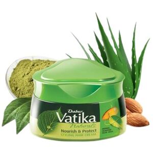 H A N 1Pcs Vatika Nourish & Protect Styling Hair Cream Hair Henna Almond Aloe Vera 140 ml / 4.9 oz كريم شعر فاتيكا - Publicité