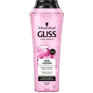 Schwarzkopf Gliss Shampoing Soie Liquide Shampoing Brillance 91% d'Ingrédients d'Origine Naturelle Cheveux ternes, rêches, sans éclat 250ml - Publicité