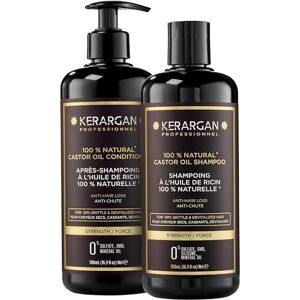 KERARGAN Duo Anti-Chute Shampoing & Après-shampoing à l'Huile de Ricin pour Cheveux Secs, Cassants, Dévitalisés Favorise la Croissance Sans Sulfate, Silicone, GMO 2x500 ml - Publicité