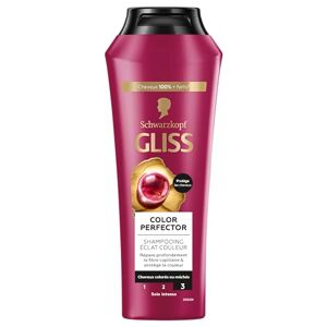 Schwarzkopf Gliss Shampoing Color Perfector Protège l'Intensité de la Couleur Cheveux colorés/méchés 89% d'ingrédients d'origine naturelle Flacon de 250ml - Publicité