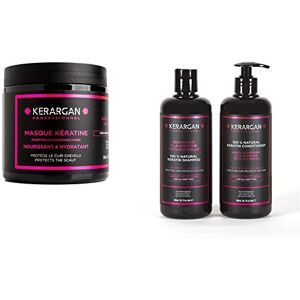 KERARGAN Masque Capillaire (Kératine) & Shampoing et Après-Shampoing à la kératine pour fortifier, hydrater et protéger vos cheveux Cheveux secs et abîmés paraben et silicone 500 ml - Publicité