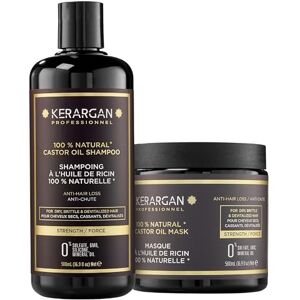 KERARGAN Duo Anti-Chute Shampoing & Masque à l’Huile de Ricin pour Cheveux Secs, Fragilisés, Dévitalisés Booste la Croissance Sans Sulfate, Silicone, GMO 2x500 ml - Publicité