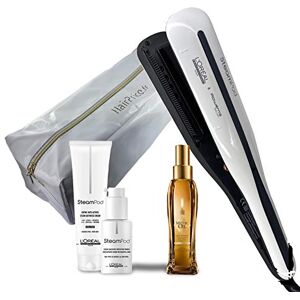 L'ORÉAL Pro Steampod 3.0 Lisseur + Crème Epais 150 ml + Sérum 50 ml + Huile Mythic Oil 100ml + Trousse Blanche Hairprice - Publicité