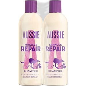 Aussie Miracle Repair Shampoing Répare Les Cheveux Secs Et Abîmés, Sans Silicone, 2x300 ml - Publicité