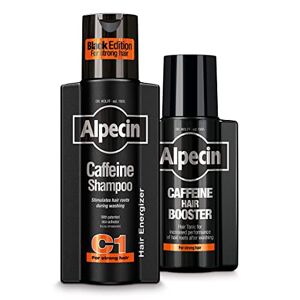 Alpecin Black Shampooing et  Black Booster Tonique pour Cheveux   Prévient et Réduit la Chute des Cheveux   Croissance Naturelle des Cheveux Hommes   Energisant pour des Cheveux Forts - Publicité