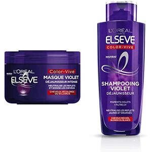 L'ORÉAL Paris Elseve Color-Vive 250ml Masque Violet Déjaunisseur Intense pour Cheveux Décolorés/Eclaircis & Shampooing Pour Cheveux Blonds ou Blancs 200 ml - Publicité