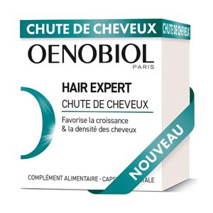 Oenobiol HAIR EXPERT Chute de Cheveux Nouvelle formule concentrée Chute de cheveux- Favorise la croissance Préserve la densité des cheveux Complément alimentaire 60 capsules Programme 1 mois - Publicité