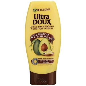 Garnier Ultra Doux Après Shampooing pour Cheveux Très Secs/Frisés Huile d'Avocat/Beurre de Karité 200 ml Lot de 3 - Publicité