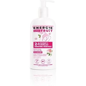 ENERGIE FRUIT Masque Kératine Végétale Soin capillaire bio Monoï Rose et Huile d'Argan 200ml pour cheveux abîmés et secs Répare et nour Lot De 3 Vendu Par Lot - Publicité