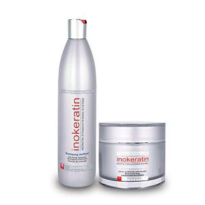 inokeratin Kit Lissage Brésilien Express Masque Lissant 200ml + Shampoing Clarifiant 125 ml à la Kératine et l'huile d'Argan Facile et Rapide d'utilisation - Publicité