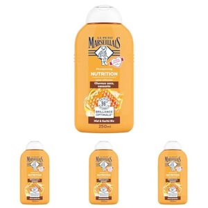 Le Petit Marseillais Shampooing Nutrition, Cheveux Secs, Abimés et Cassants, Miel de Provence BIO & Karité BIO, 250 ml (Lot de 4) - Publicité