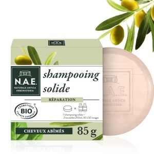 TRIIR N.A.E. Shampooing Solide Réparation pour cheveux secs (85g), Formule vegan avec 100% d’ingrédients d’origine naturelle, Shampooing certifié bio aux extraits d’olive & basilic - Publicité