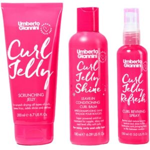 Umberto Giannini Curl Jelly Styling Trio Set – Curl Scrunching Jelly, Curl Jelly Refresh and Curl Jelly Shine Après-shampoing sans rinçage Curl - Publicité