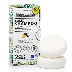 Zenential Shampoing Solide, 2 pièces 60g Réparation et volume Tous les types de cheveux 100% végan et biodégradable. Sans sulfate ni paraben de - Publicité