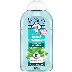 Le Petit Marseillais , Shampooing Détox Fraîcheur Infusion de Thé Vert Bio (flacon de 250 ml) – Shampoing sans silicone pour tous types de cheveux – 98 % d'ingrédients d'origine naturelle - Publicité