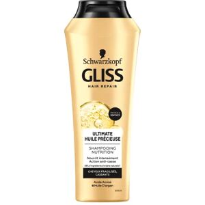 Schwarzkopf Gliss Shampoing Huile de Soin Précieuse Cheveux secs/très abîmés Action Anti-Casse 89% d'ingrédients d'origine naturelle Flacon de 250 ml - Publicité