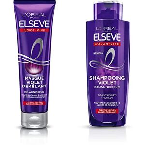 L’Oréal Paris L'Oréal Paris Elseve Masque Violet Déjaunisseur pour Cheveux Blonds Ou Blancs Color-Vive, 150ml & Elseve Shampooing Violet Déjaunisseur Pour Cheveux Blonds ou Blancs Color-Vive 200 ml - Publicité