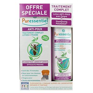 Puressentiel Anti-Poux Lotion Traitante 100 ml + Peigne + Pouxdoux Shampoing Quotidien Bio 200 ml - Publicité
