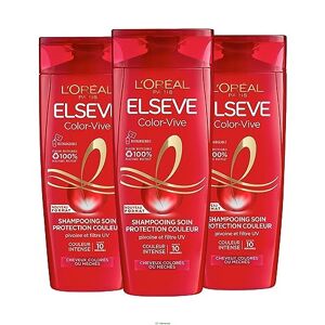 L’Oréal Paris L'Oréal Paris Shampooings Soin Protection Couleur pour Cheveux Colorés ou Méchés Protège et Restaure la couleur Enrichi en Pivoine et Filtre UV Lot de 3 Shampooings Elseve Color-Vive - Publicité