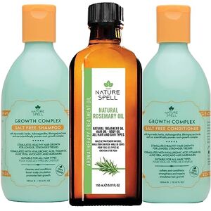 Nature Spell Huile de romarin avec shampooing et après-shampoing pour la croissance des cheveux – Huile capillaire au romarin avec complexe de croissance – Lot de 3 coffrets cadeaux 150 ml x 1 x 300 - Publicité