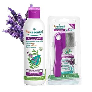 Puressentiel Anti Poux Shampoing Pouxdoux Certifié Bio Idéal en complément du traitement anti-poux +  Peigne Anti-Poux Enlève les poux et les lentes efficacement et facilement - Publicité