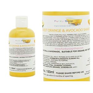 Funky Soap 1 Bouteille Orange Douce & Avocat Huile Shampoing pour Afro, Mixte Course & Cheveux Bouclés 150ml 100% Fait à la Main Naturel sans Laureth Sulfate de Sodium - Publicité