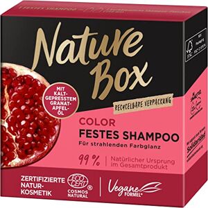 Nature Box Shampooing solide Color (85 g) pour cheveux teints, méchés et teints à l'huile de grenade pour une protection durable de la couleur, emballage recyclable - Publicité