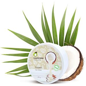 TROPICANA Virgin Coconut Oil Tropicana Oil Masque Cheveux Naturel (Pot 250g) Masque A l Huile de Coco Bio et Argan Enrichi en Multi-nutriments et Vitamines Hydrate, Lisse et Répare Masque Cheveux Secs et Abimés Végane - Publicité