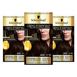 Schwarzkopf Oleo Intense Lot de 3 boîtes de coloration permanente à l’huile sans ammoniaque Couvrance des cheveux blancs Brun-Noir 2-10 - Publicité