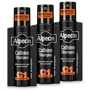 Alpecin Black Shampooing pour Hommes avec nouveau parfum 3x 250ml   Shampooing pour la Croissance des Cheveux   Shampooing pour Hommes pour des Cheveux Naturels et Forts - Publicité