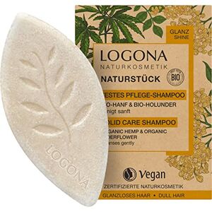 Logona Naturkosmetik Shampoing solide pour plus de brillance et des cheveux naturellement sains, shampooing bar avec formule végétalienne à base de chanvre bio et de sureau bio, comme savon pour les - Publicité