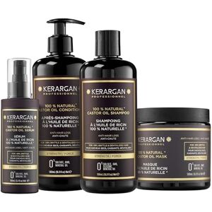 KERARGAN Ensemble Anti-Chute Shampoing, Après-shampoing, Masque & Sérum à l’Huile de Ricin pour Cheveux Fatigués, Secs, Cassants Favorise la Croissance Sans Sulfate, Silicone 3x500ml & 100ml - Publicité