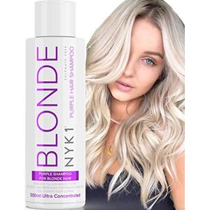 NYK1 Shampoing Violet pour Cheveux Blonds (500ml) Shampoing Bleu Sans Sulfate Patine pour Cheveux Blonds et Gris Shampoing Blond Platine Shampoing Neutralisant le Jaune - Publicité
