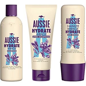 Aussie Hydrate Miracle Shampoing, Après-shampoing Et Soin Intensif Hydratants, Pour Cheveux Secs, Á L'Huile De Macadamia - Publicité