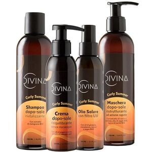 DIVINA BLK Kit Curly Summer traitement complet spécifique pour l’été pour cheveux ondulés, bouclés, super-bouclés, afro de , 4 produits - Publicité