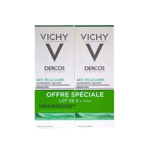 Vichy Dercos Shampooing Nutritif Cheveux Secs Antipelliculaire 200ml lot de 2