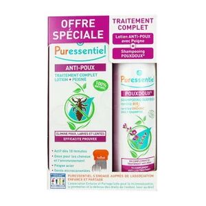 Puressentiel Lotion Anti-Poux avec Peigne + Shampooing Pouxdoux Bio