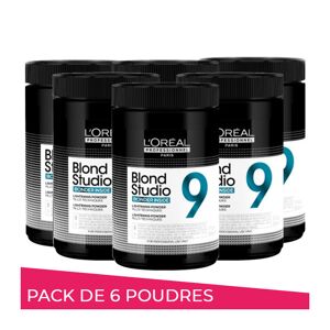 Pack de 6 poudres décolorantes multi techniques 9 tons Bonder intégré Blond Studio L'Oréal Professionnel 500g - Publicité