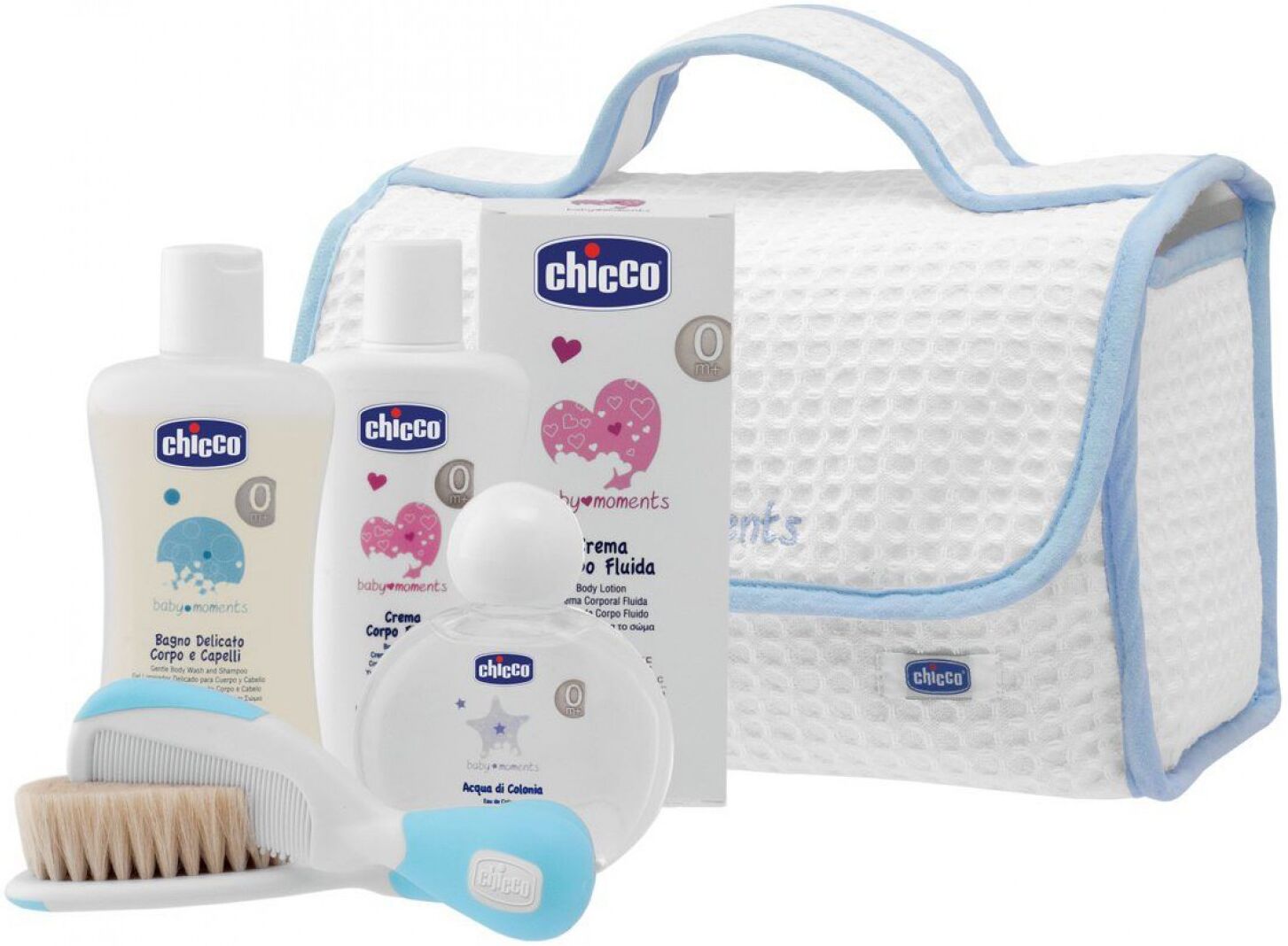 Chicco Coffret Beauté Chicco Baby Moments avec Poignée Bleu Clair