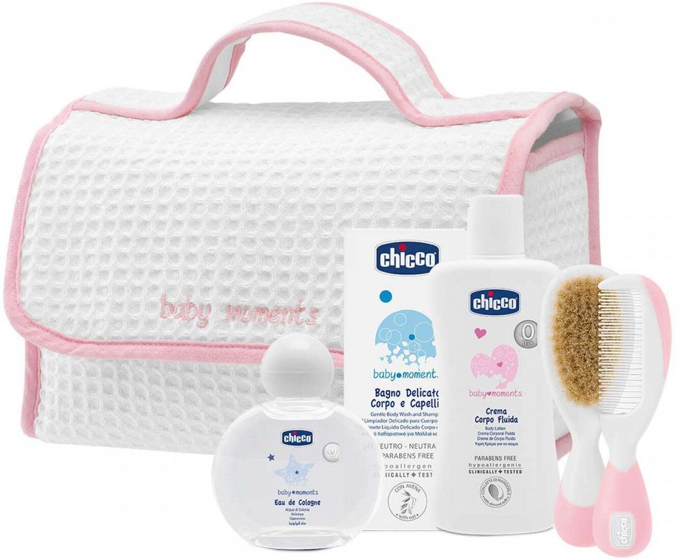 Chicco Coffret Beauté Chicco Baby Moments avec poignée rose